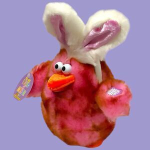 Vtg Dan Dee EASTER Pink Purple Chicken Dance Musical Animated Plush  9.5" VIDEO